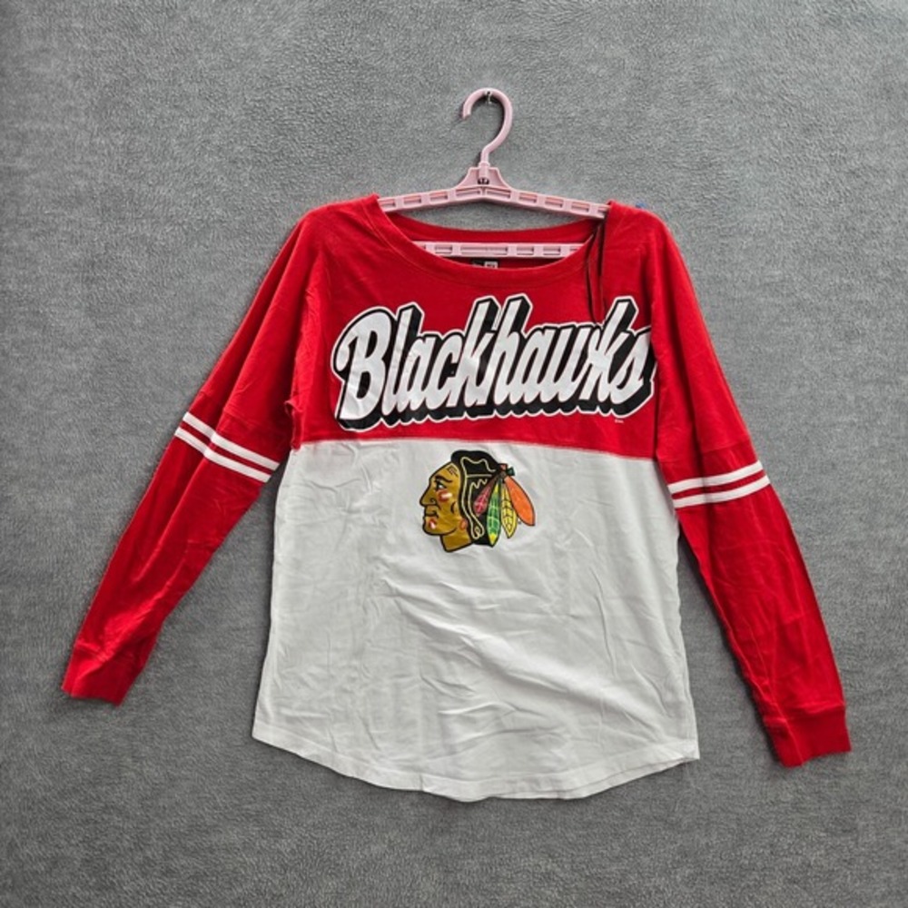 Chicago Blackhawks Women Shirt M Red White New Era Blackhawks Chicago